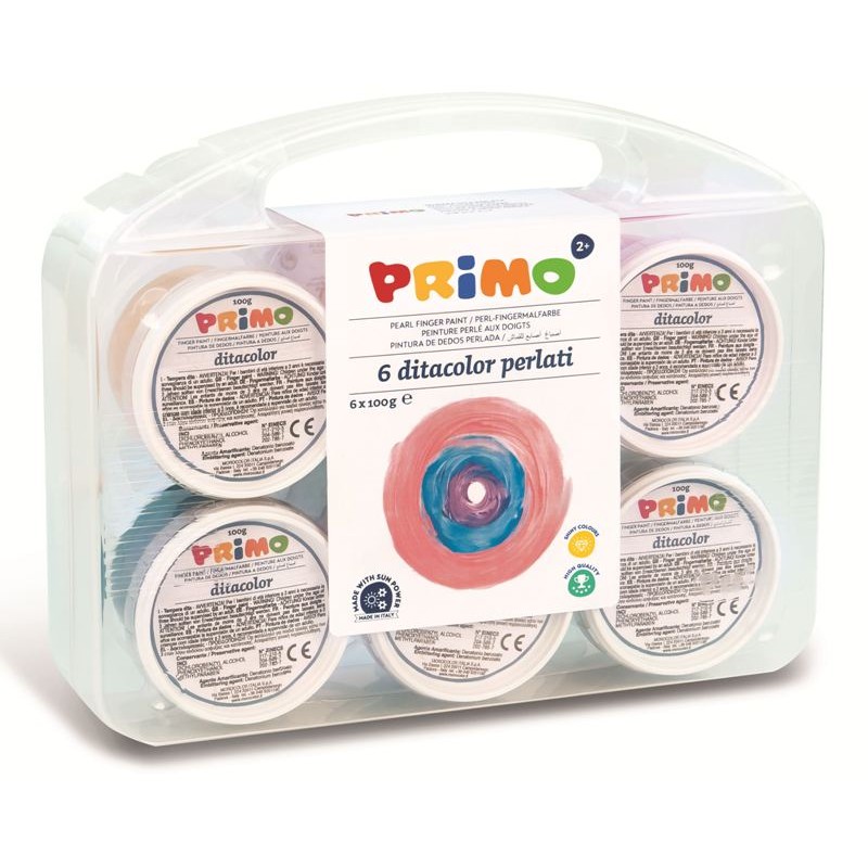 6 Vasetti 100g Tempera a Dita Perlata in Valigetta Polipropilene Multiuso di Morocolor