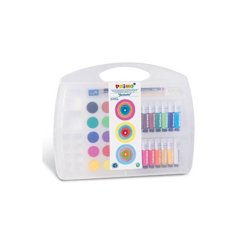 14 Tubi Tempera e 15 Acquerelli Diam. 30mm in Valigetta di Polipropilene di Morocolor