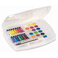 14 Tubi Tempera e 15 Acquerelli Diam. 30mm in Valigetta di Polipropilene di Morocolor