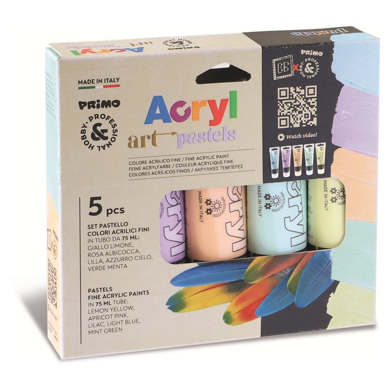 Tempera Acrilica Pastello Scatola da 5 Tubi di Morocolor