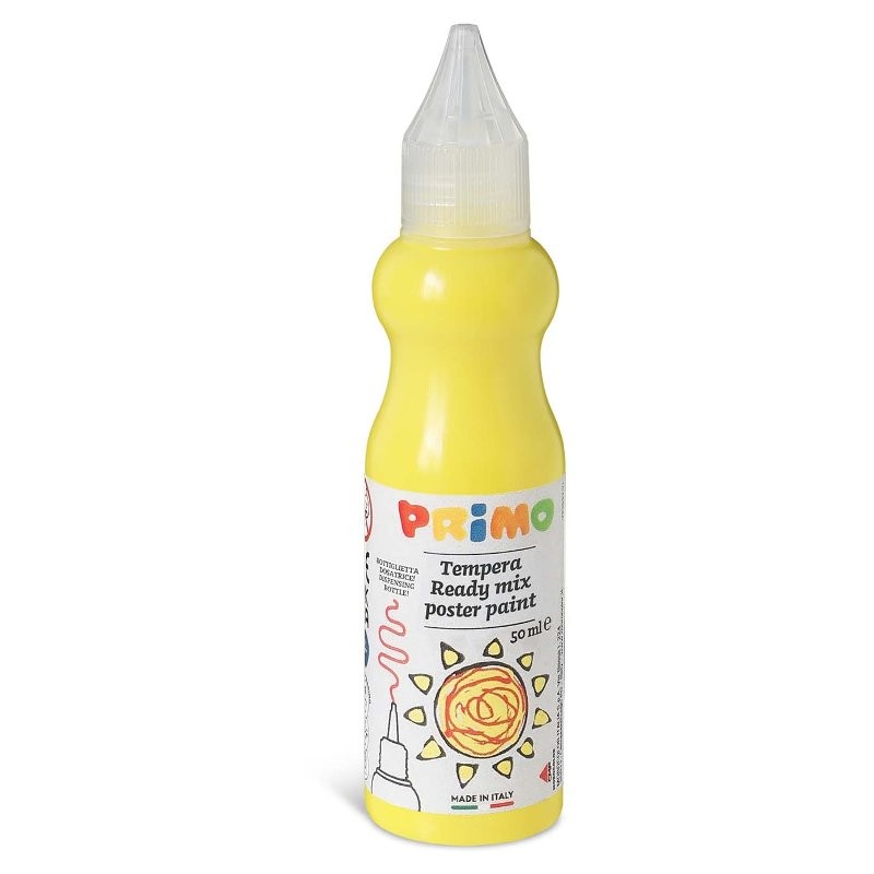 Tempera Brillante Pronta All'Uso in Bottiglia da 50ml con Beccuccio Erogatore, Colore 201 Giallo Primario di Morocolor