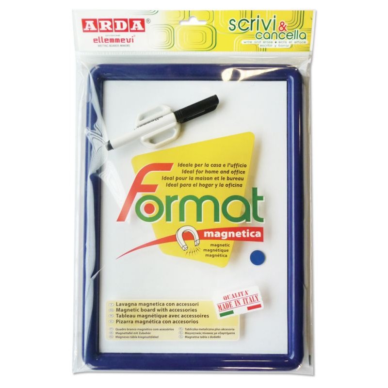 Lavagna Magnetica Termoformata con Cornice in Plastica - con Pennarello, Cancellino Magnetico e Un Magnete di Arda