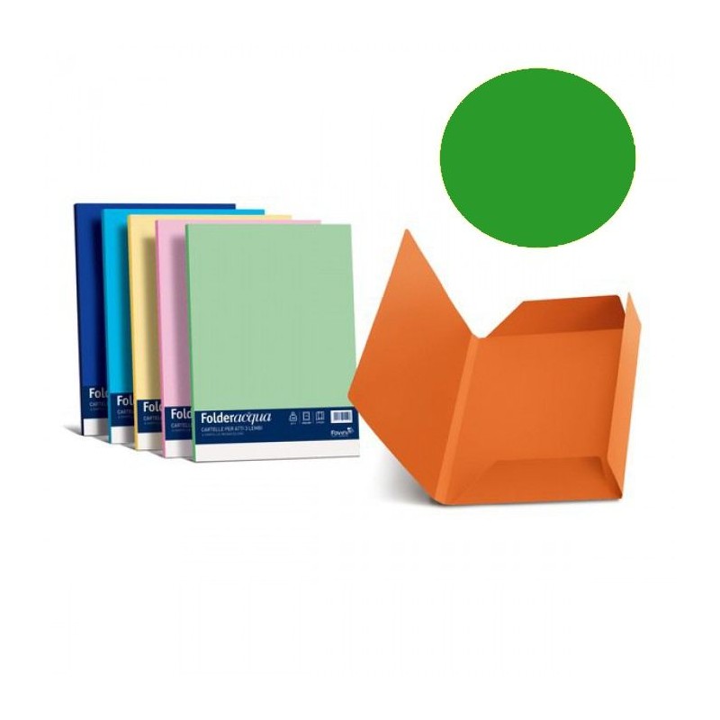 Confezione 25 Cartelline 3 Lembi Cartatti 200gr Verde di Favini
