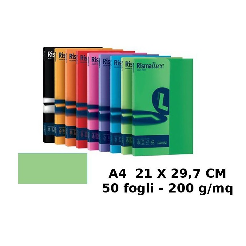 Risma Luce Confezione 50 Fogli 200 Gr A4 Pistacchio di Favini