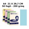Risma Acqua Confezione 50 Fogli 200 Gr A4 Celeste di Favini