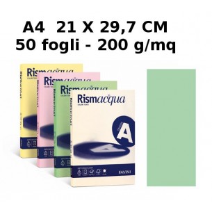 Risma Acqua Confezione 50 Fogli 200 Gr A4 Verde Chiaro di Favini