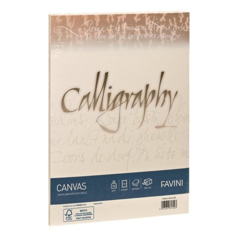 Calligraphy 50f Canvas Avorio A4 di Favini