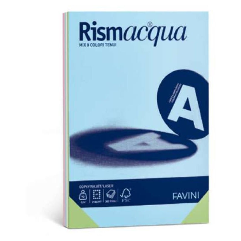Risma Acqua Promo 125 Fogli 200 Gr Mix 5 Colori Tenui A4 di Favini