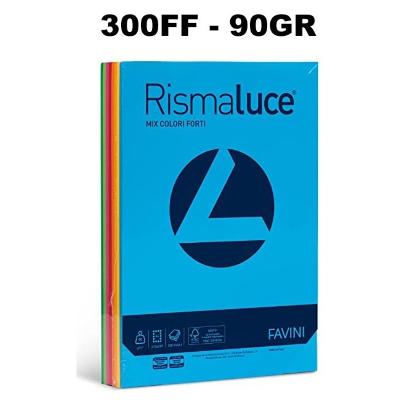 Risma Luce Promo 300 Fogli 90 Gr Mix 5 Colori Forti A4 di Favini
