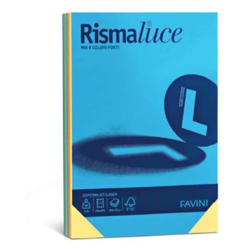 Risma Luce Promo 125 Fogli 200 Gr Mix 8 Colori A4 di Favini
