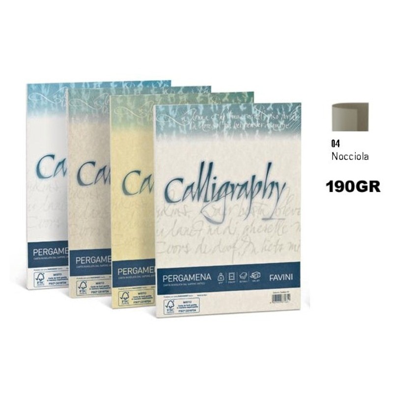 Confezione 50 Fogli Carta Calligraphy A4 190 Gr Nocciola 04 di Favini