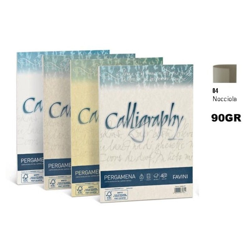 Confezione 50 Fogli Carta Calligraphy A4 90 Gr Nocciola 04 di Favini