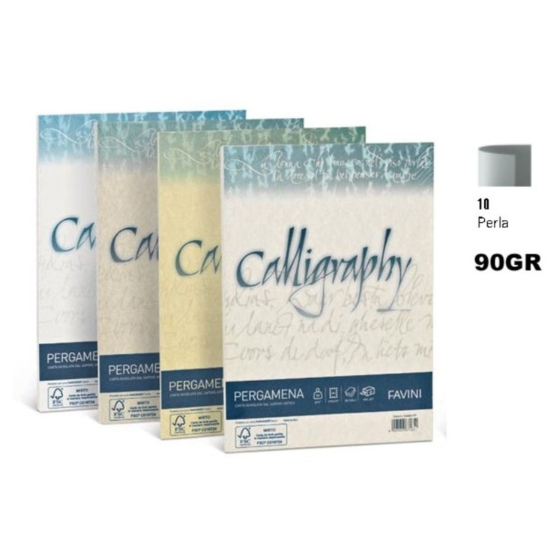 Confezione 50 Fogli Carta Calligraphy A4 90 Gr Grigio Perla 10 di Favini