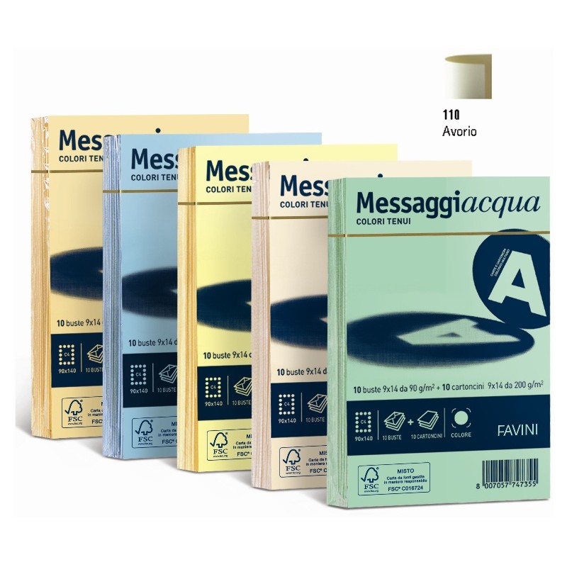 Biglietti e Buste 10/10 F.To 9 Avorio 9x14 di Favini