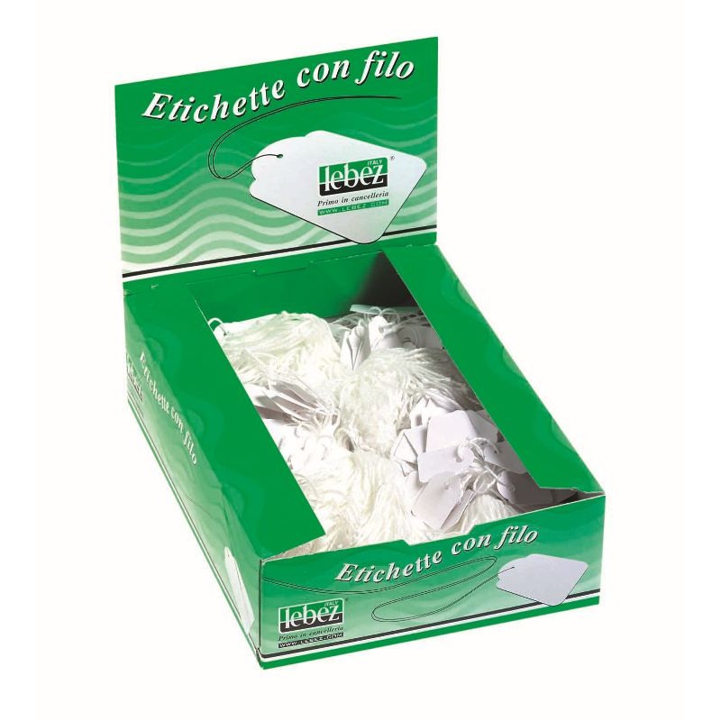 Confezione 500 Etichette con Filo Misura 28x43 Mm di Lebez