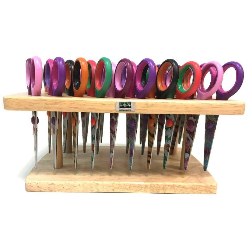 Forbice con Lama Stampata a Trame Assortite - Espositore in Legno da 30 Pezzi di Lebez