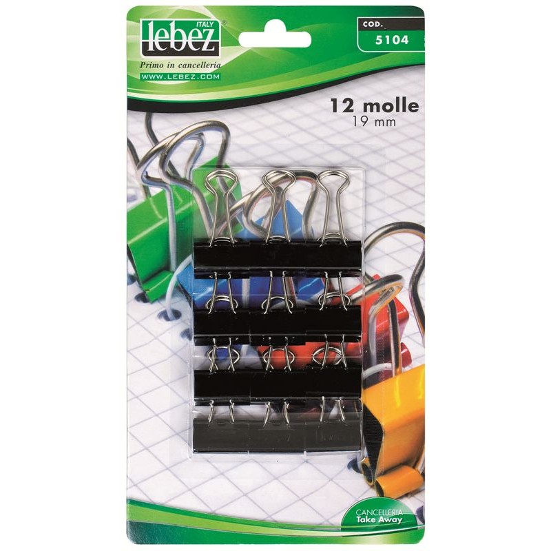 Blister 12 Mollette 19mm in Metallo di Lebez