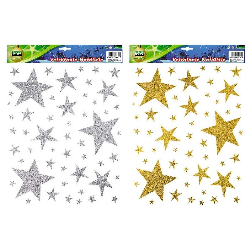 Vetrofanie Natale Stelle Piene di Lebez