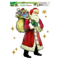 Vetrofanie Natalizie Verticali Colorate C/Glitter - 4 Soggetti Cm 30x37 di Lebez