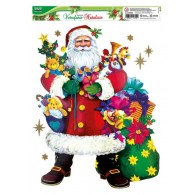 Vetrofanie Natalizie Verticali Colorate C/Glitter - 4 Soggetti Cm 30x37 di Lebez