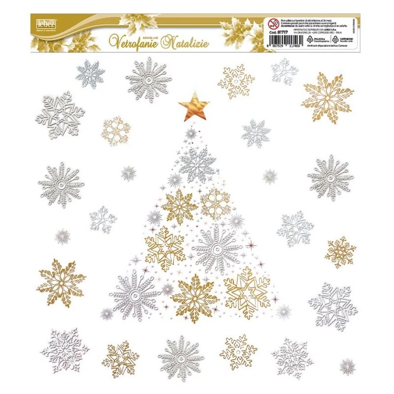 Vetrofanie Natale Bianche/Oro di Lebez