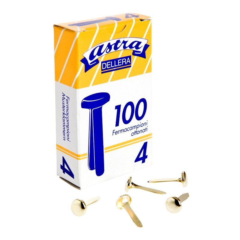 Scatola 100 Fermacampioni in Ottone Misura 4 - Confezione da 10 Scatole di Dell'Era Giuseppe
