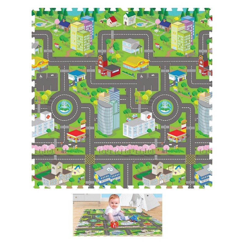 Mattonelle Puzzle Mappa Citta' 4 Pz da Cm 60x60 di Distributori Giocattoli