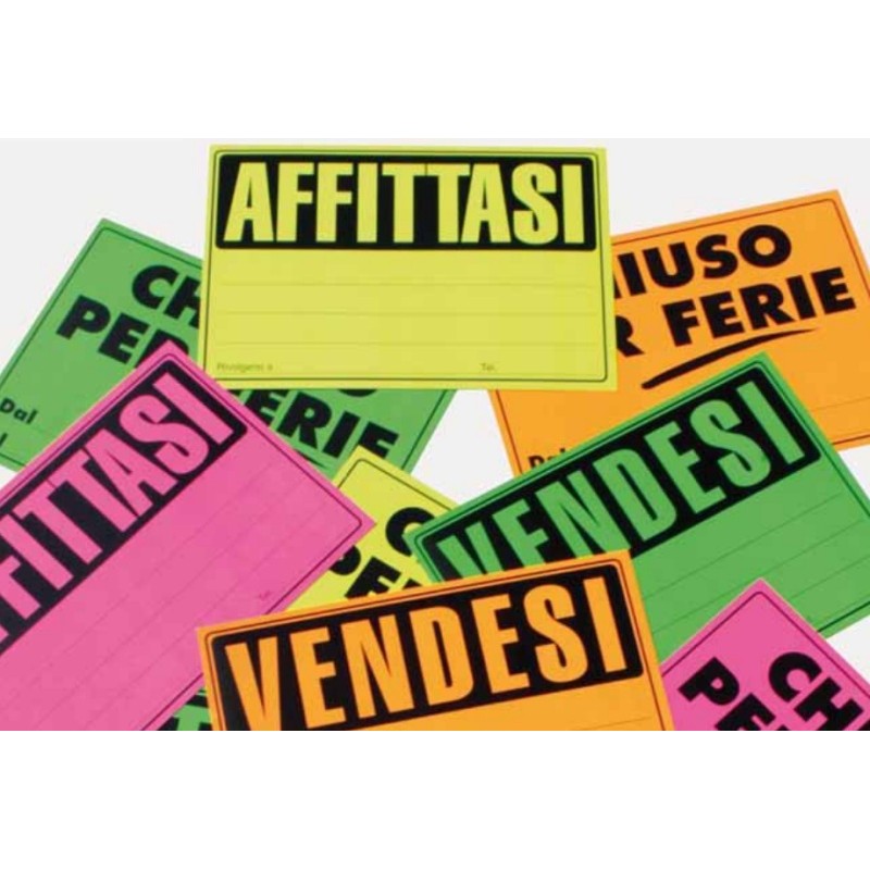 Cartelli Fluorescenti 23x33 Conf. 25 Pezzi Affittasi di Picarta Fabrianese Srl