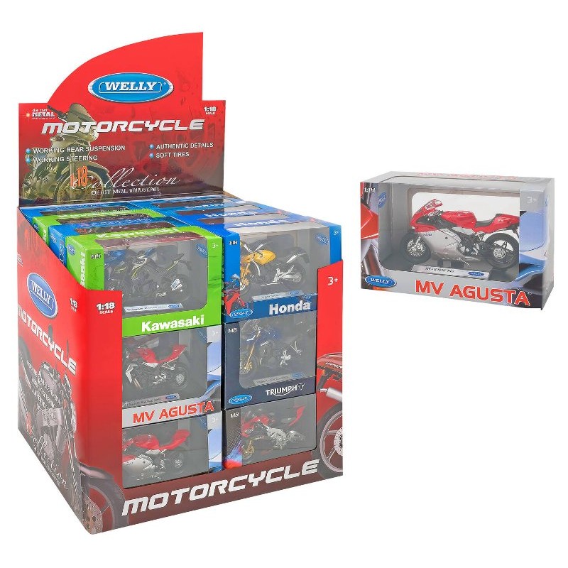 Welly Moto Strada Licenz Scala 1:18 12ass 24pz/D-B di Globo