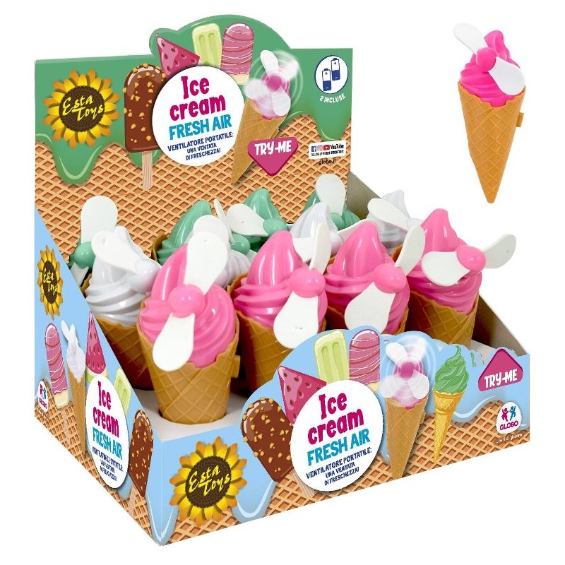 Ventilatore Gelato B/O 3 Col 12pz D/Box Try-Me di Globo