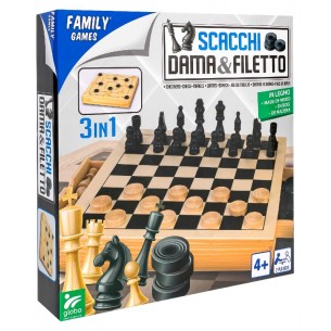 Gioco Scacchi/Dama/Filetto in Legno di Globo