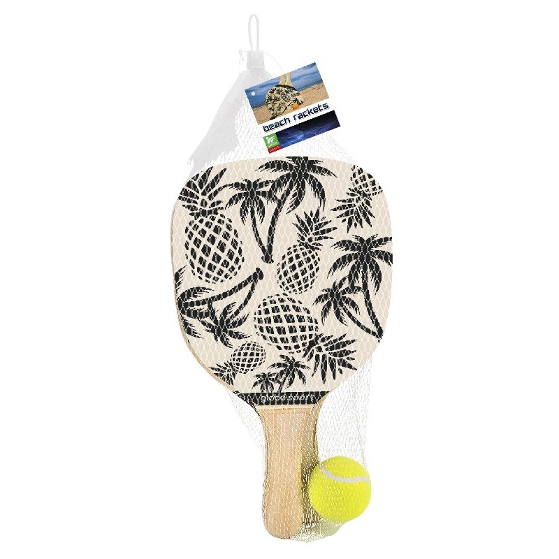 Racchette da Spiaggia in Legno C/1 Pallina Tennis di Globo
