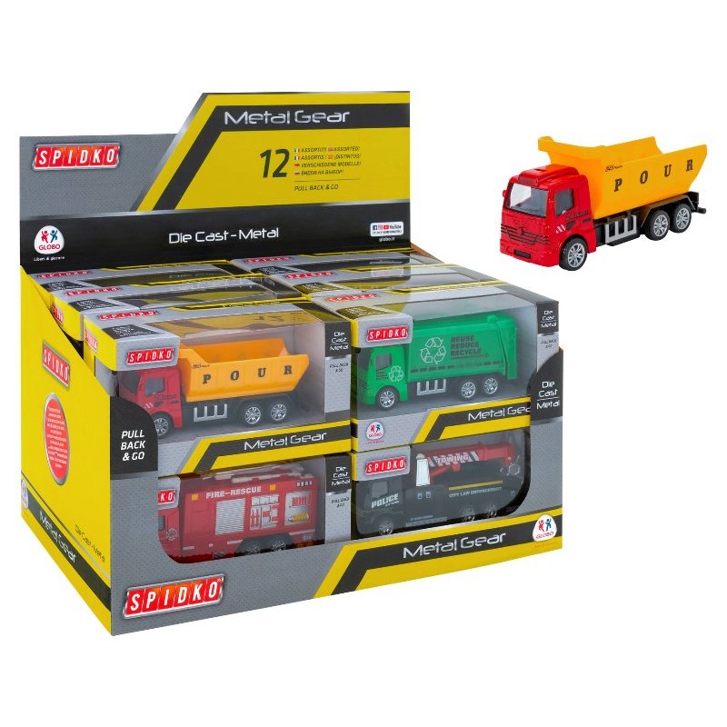 Mezzi Die Cast 1:55 Retrocarica 12pz D/Box 12 Ass. di Globo