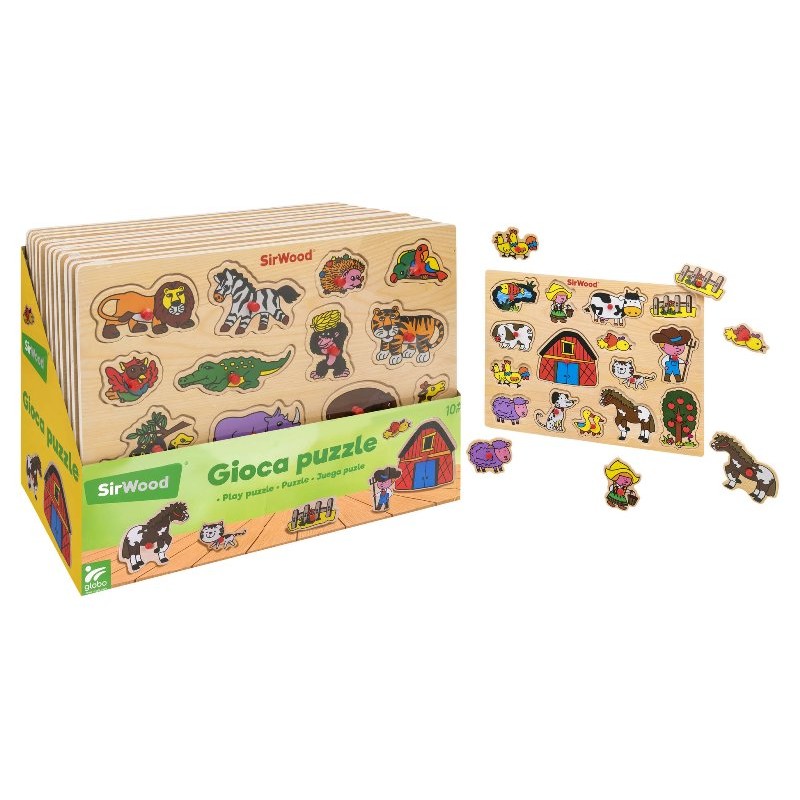 Puzzle Legno C/Pioli 40x30 12pz D/Box 3ass di Globo
