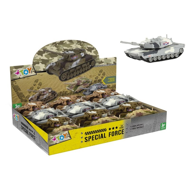 Carro Armato Retrocarica Die Cast 4col 12pz D/Box di Globo