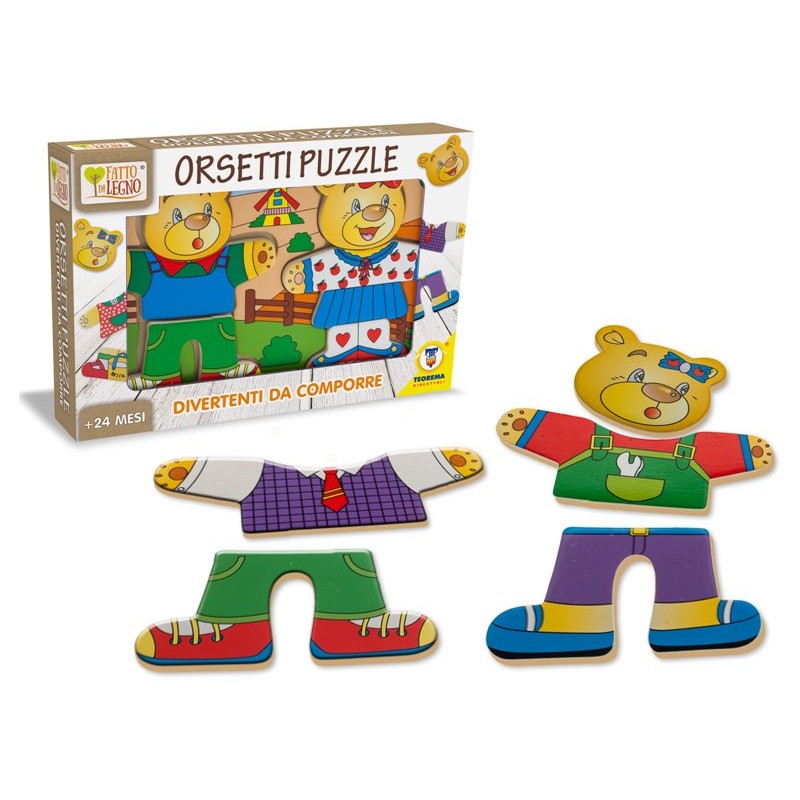 Puzzle Orsetti 24pz 20.3x13.5x4 Cm di Teorema