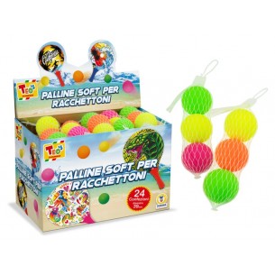 Palline per Racchet. Soft 3pz D 39mm 4 Col Fluo di Teorema