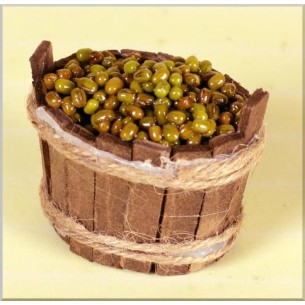 Tinozza in Legno C/Olive Cm. 5,5x4,5x5,5 di Rossi-Rosa