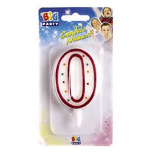 Candelina Zuccherino Numero 0 Rosso di Big Party