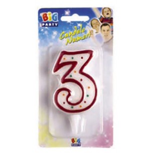 Candelina Zuccherino Numero 3 Rosso di Big Party