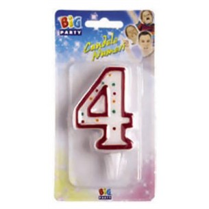 Candelina Zuccherino Numero 4 Rosso di Big Party