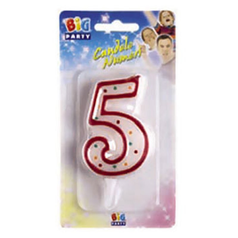 Candelina Zuccherino Numero 5 Rosso di Big Party
