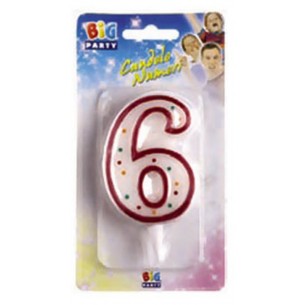 Candelina Zuccherino Numero 6 Rosso di Big Party