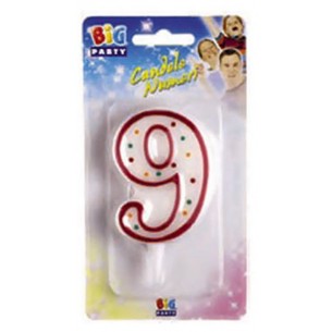 Candelina Zuccherino Numero 9 Rosso di Big Party