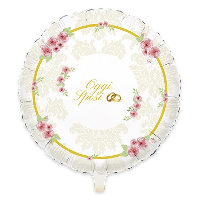 Palloncino Mylar Tondo Cm.60 Romantic Wedding (24") di Big Party