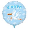 Palloncino Mylar Tondo Cm.45 Cicogna Nuvola Celeste (1 di Big Party