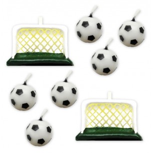 Set 6 Candeline Pallone Calcio + 2 Porte di Big Party