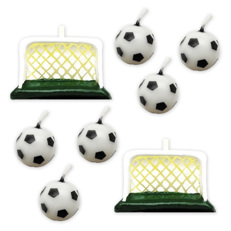 Set 6 Candeline Pallone Calcio + 2 Porte di Big Party