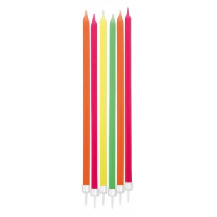 12 Candelina Matite Assortite Fluor Cm.15 + Supp. di Big Party