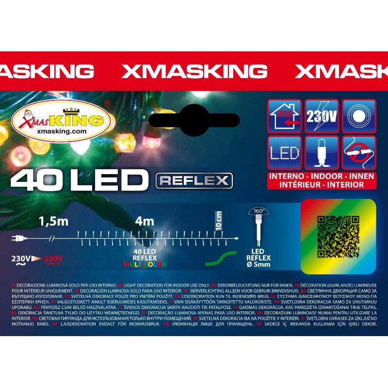 Catena Mb 40 Led Multi 5mm Luce Fissa 230v Interno Cavo Verde 1,5+4m di Lotti